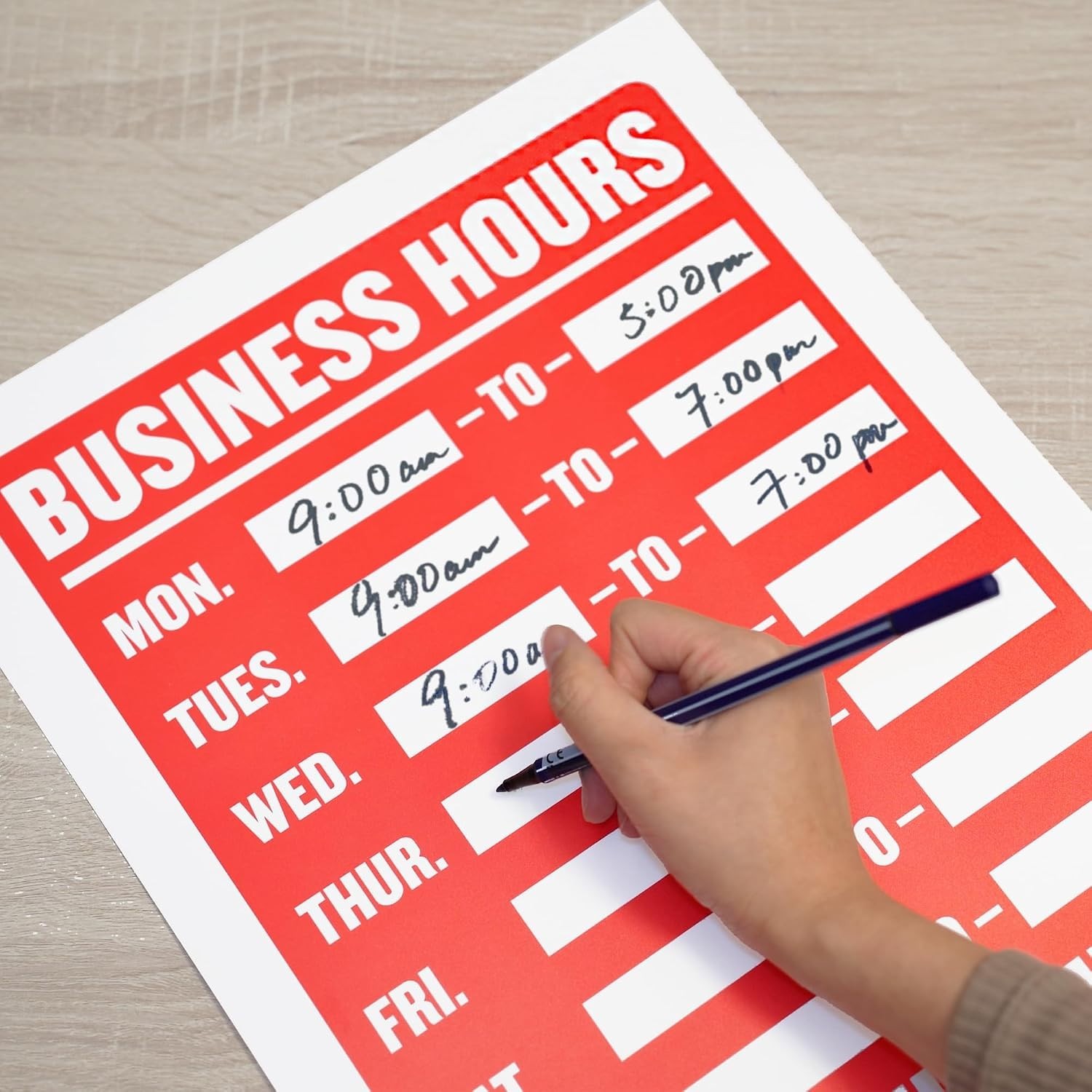 Business Hours Sign, 12 x 16 in, Weather Resistant, Tapes, Tacks, Or Frames, …