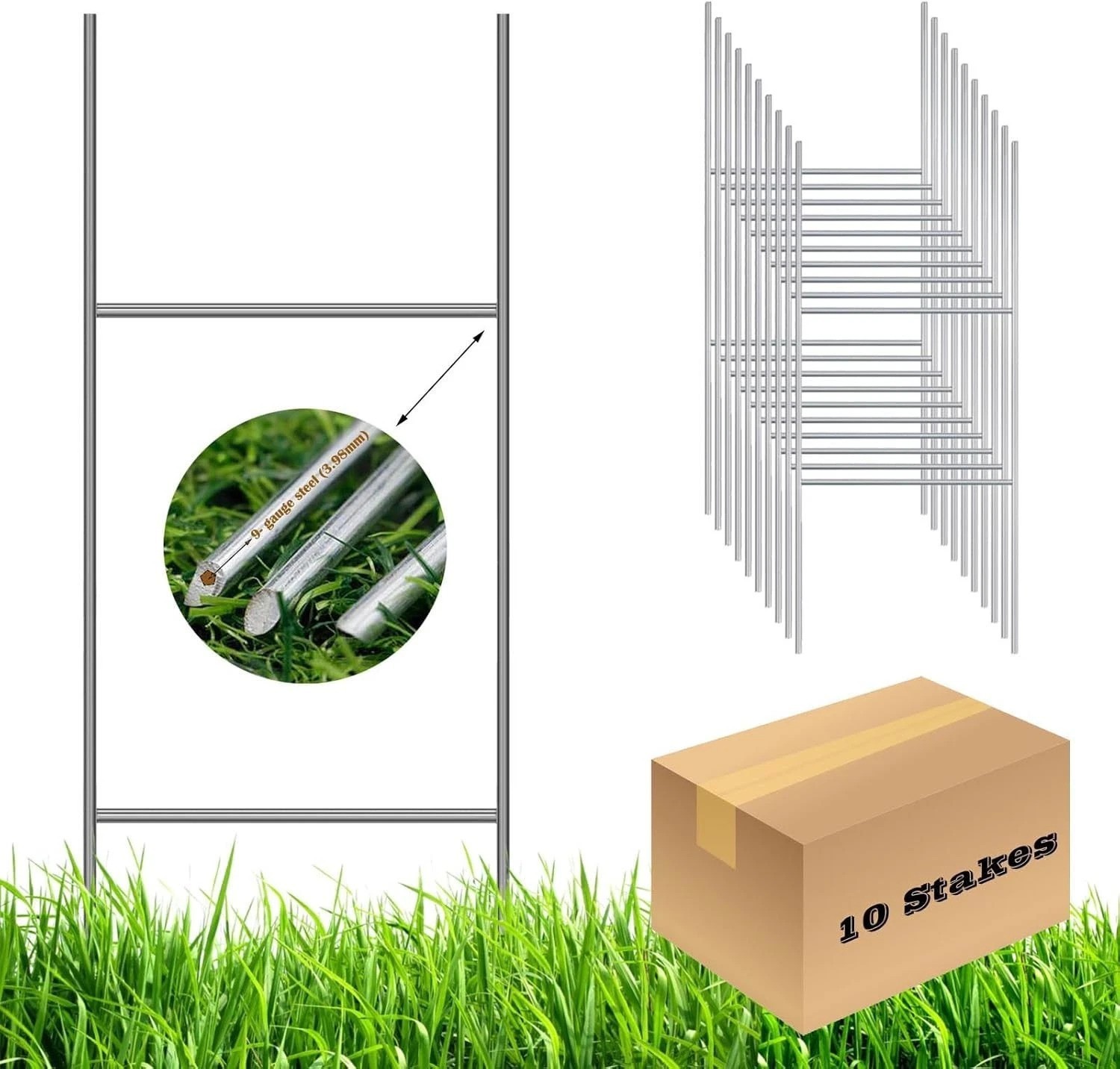 30×10 Inch Galvanized Wire Sign Stakes – 10 Pack for Effortless Installation