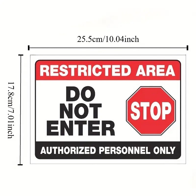 2-RESTRICTED AREA DO NOT ENTER Vinyl Adhesive Waterproof & FadeResistant 10X7