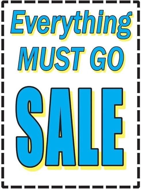 Everything Must Go Sale Retail Window Paper Signs | Pack of 6 | 18″w x 24″h