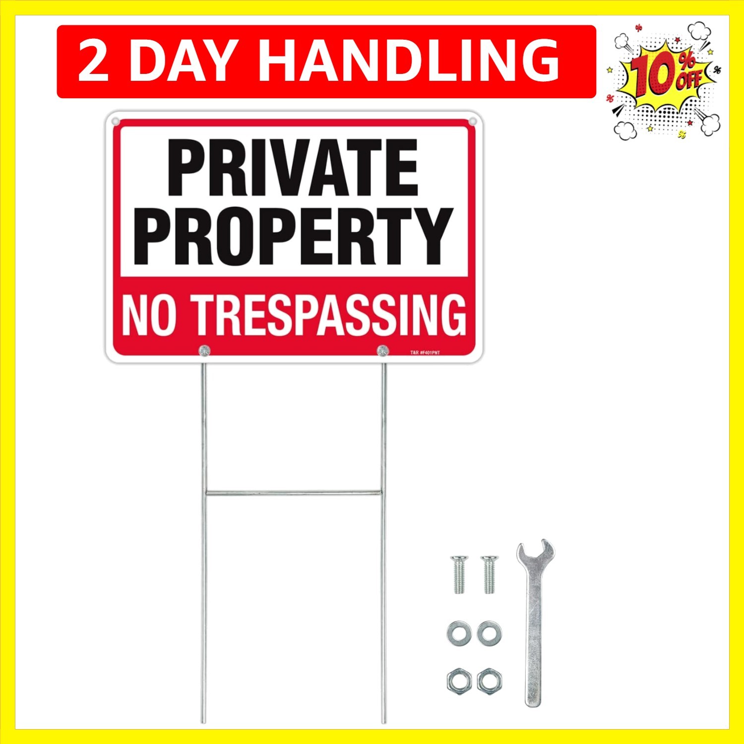 No Trespassing Sign Private Property Sign with H Stake for Outside, Pack,2″x8…