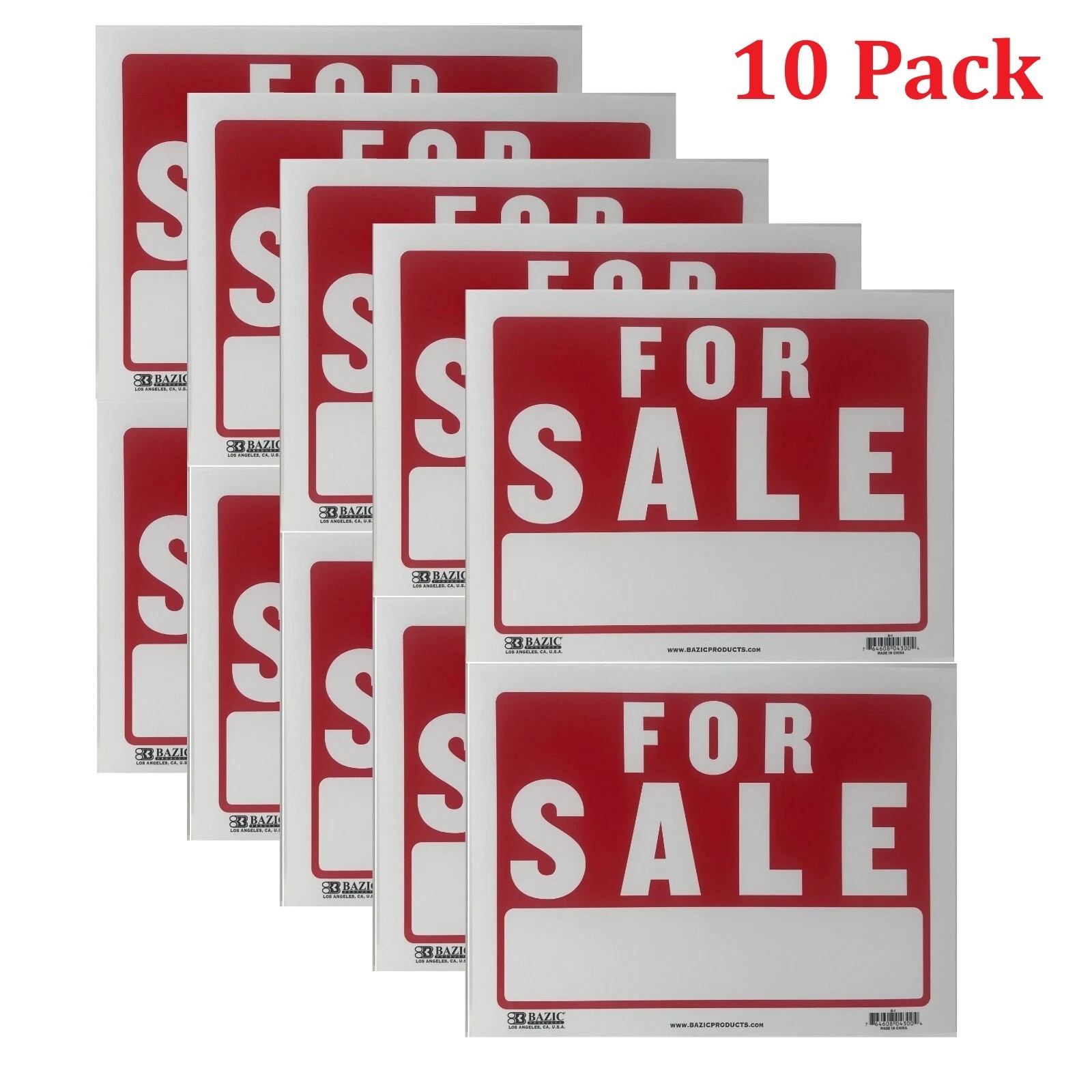 FOR SALE Sign 9×12″ inch Weatherproof Plastic Sell Cars, Property Signs 10 Pack
