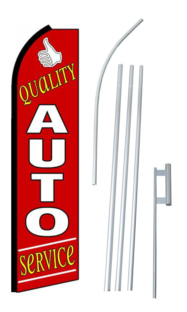 Quality Auto Services Extra Wide Swooper Flag Bundle