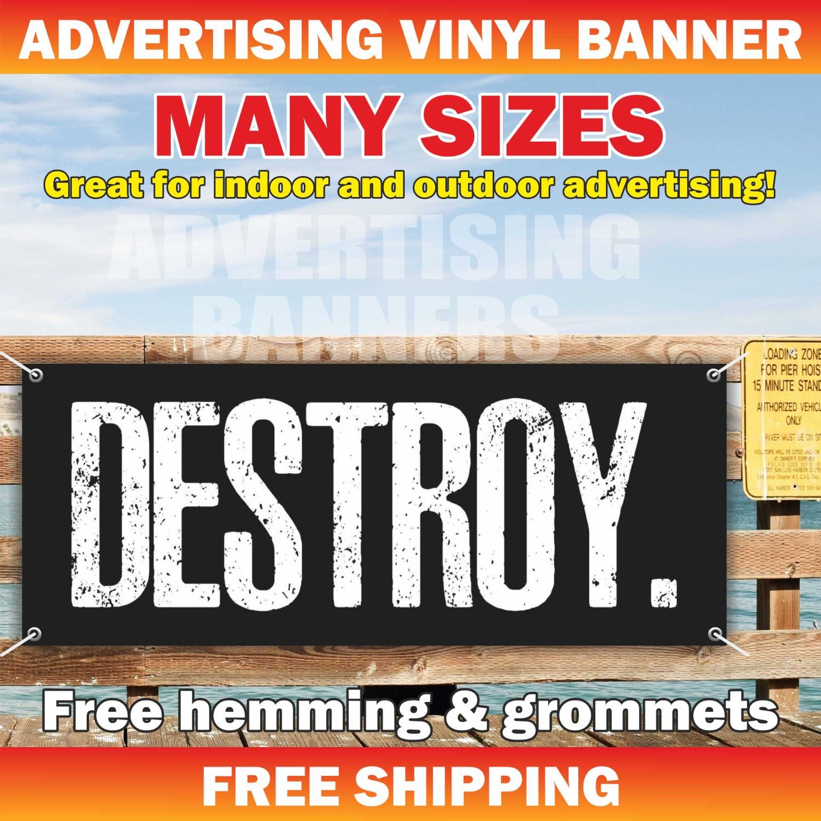 DESTROY Advertising Banner Vinyl Sign Motivational Poster Workout GYM Workout
