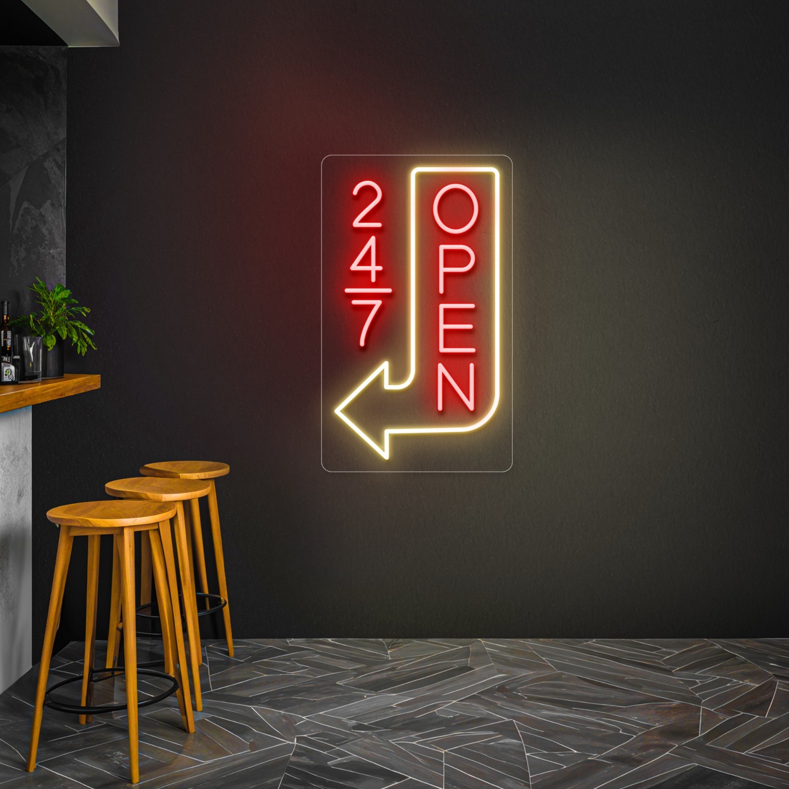 Neon Outdoor Open 24/7 Sign, Waterproof 24hrs LED Neon for Businesses
