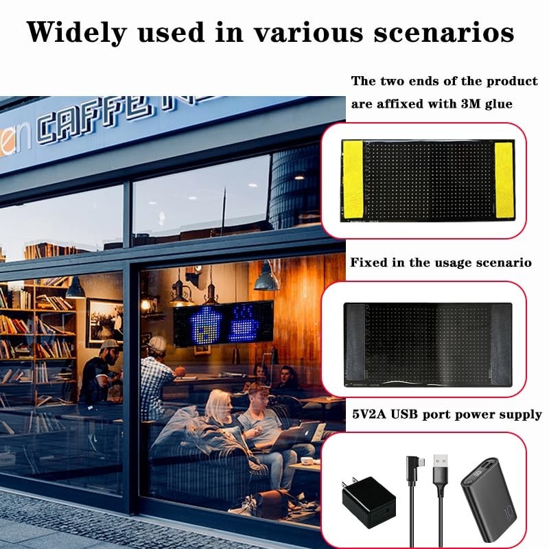 Customizable LED Car Sign – 7″x3″ Bluetooth Programmable Scrolling Display, USB