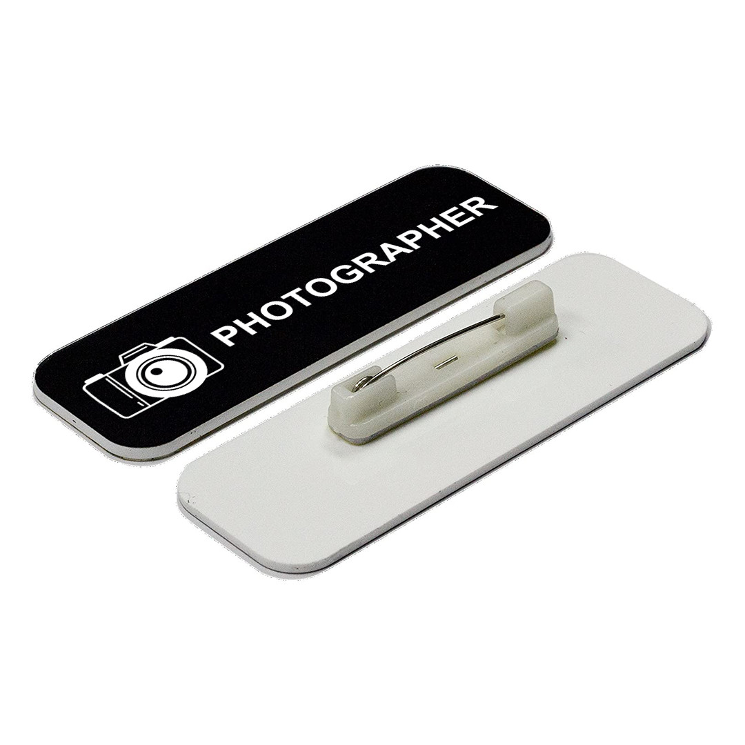 Photographer 1″ x 3″ Name Tag/Badge, (3 Pack)