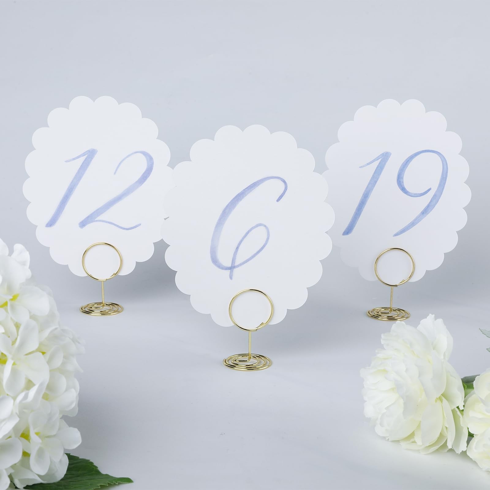 Scalloped Blue Wedding Table Numbers 120 Reception Event Signs Gold Holders