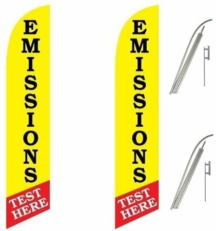 Two Full Sleeve Swooper Flags w/ Poles & Spikes EMISSIONS TEST HERE Yellow…