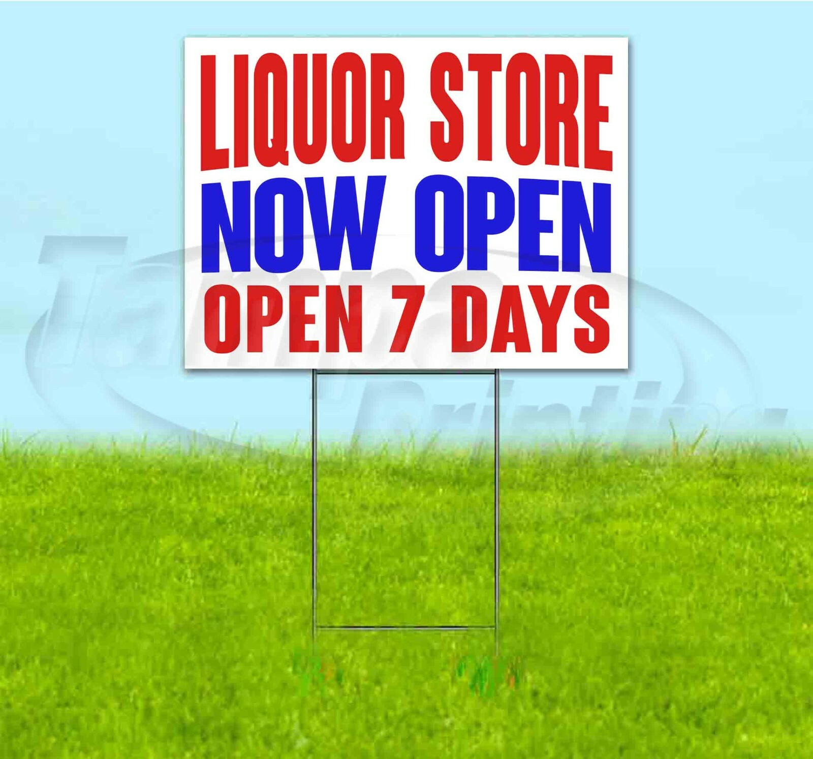 LIQUOR STORE NOW OPEN DAILY 18×24 Yard Sign WITH STAKE Corrugated Bandit USA