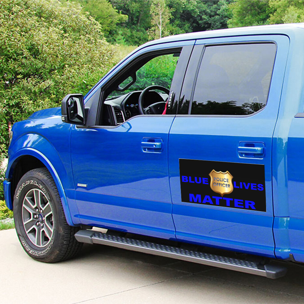 Car Magnet Set of 2 Blue Lives Matter Support Police Industrial Sign