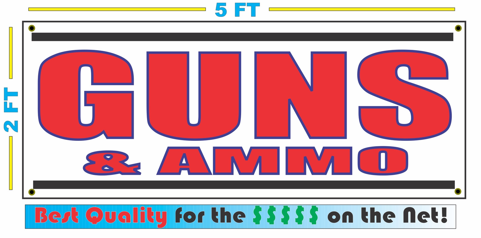 GUNS & AMMO All Weather Banner Sign NEW Larger Size High Quality! XXL