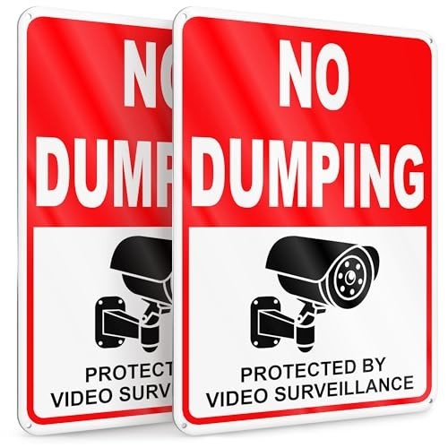 No Dumping Signs 2 Pack 7×10 Reflective Aluminum, No Littering Pre-Drilled for F