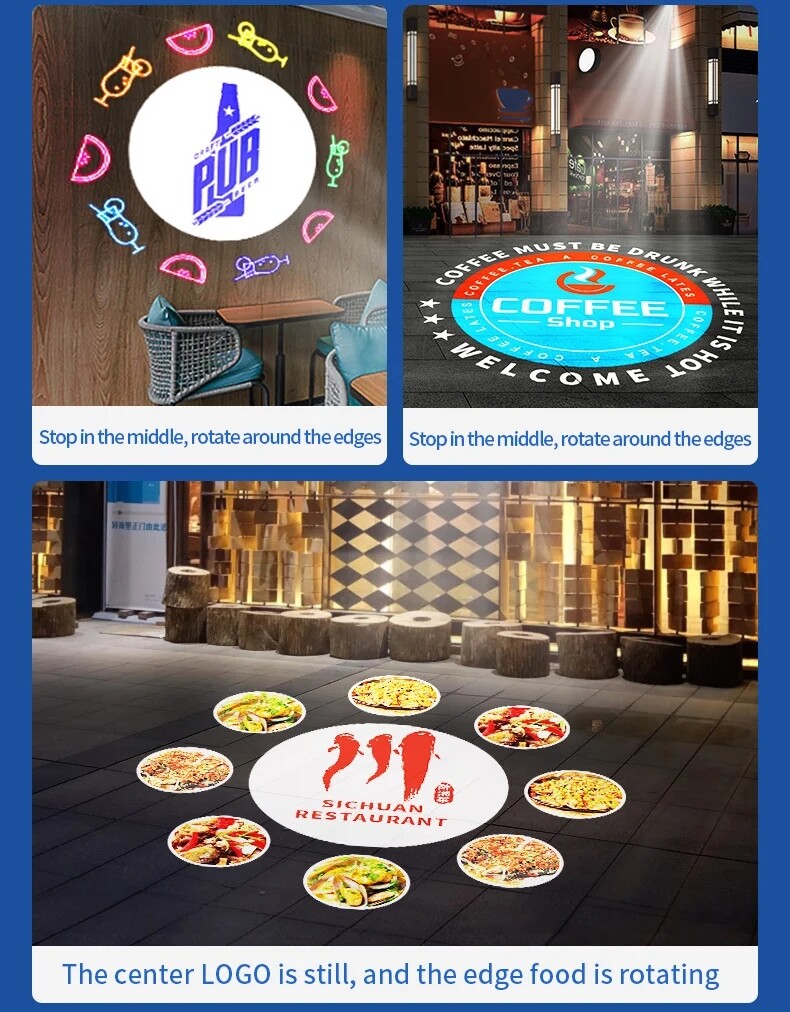 25W-110W Rotate + Static Wateproof LED Logo GOBO Porjector Light Custom Image AD