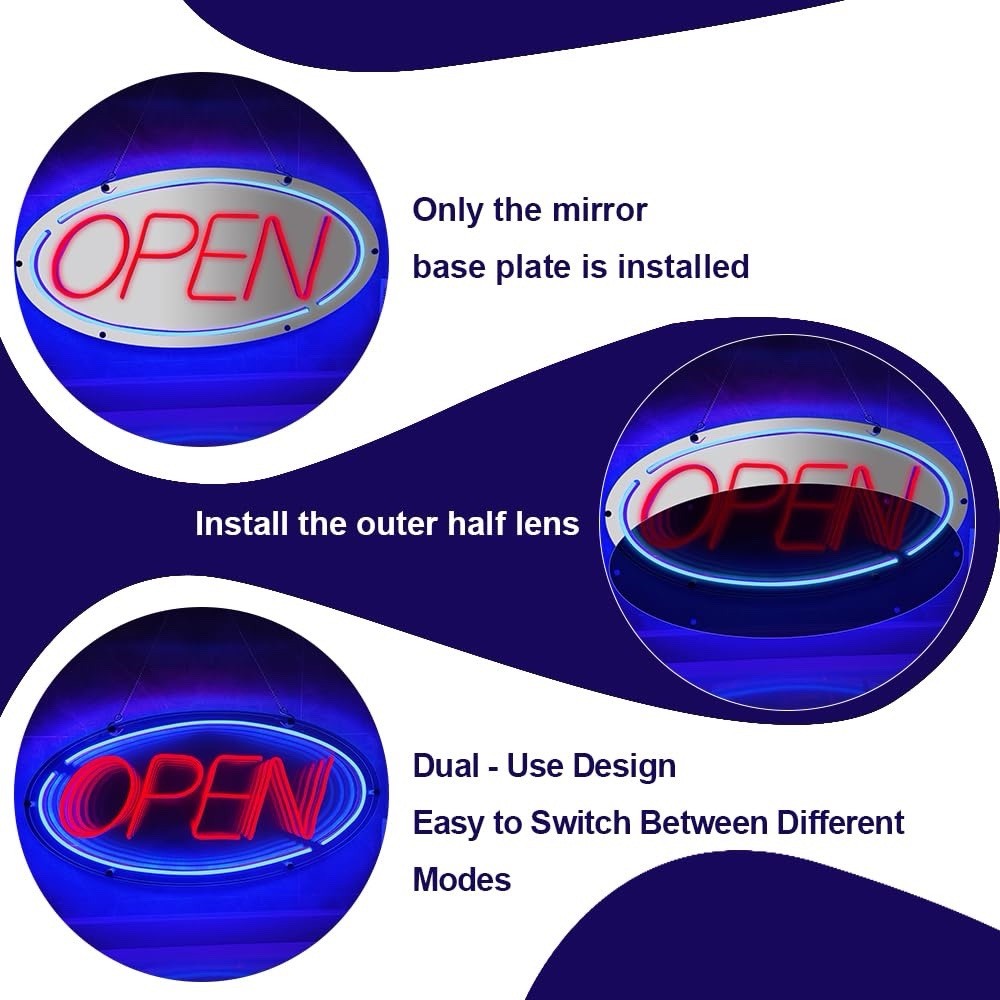 OPEN Signs for Business – Neon Sign for Business Ultra Bright LED, ON/OFF Switch