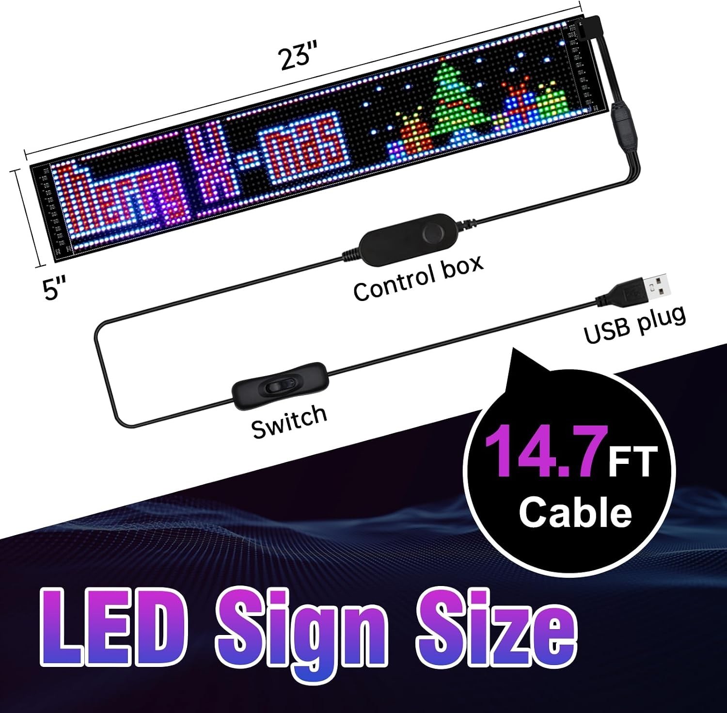 Customizable LED Car Sign with Bluetooth Control – 23” Color-Changing Display