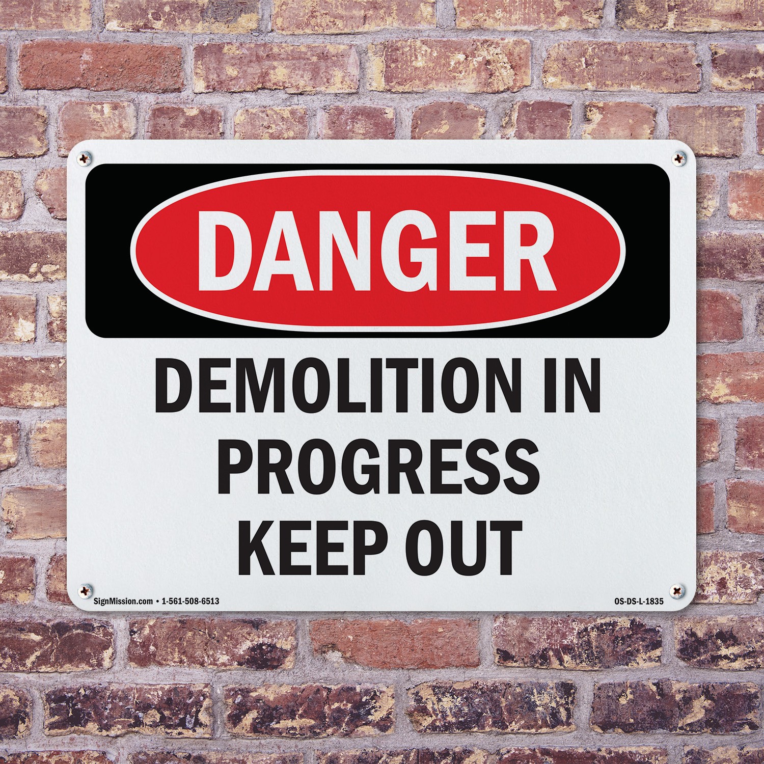 Demolition In Progress Keep Out OSHA Danger Sign Metal,, Decal 5 or 10 Pack