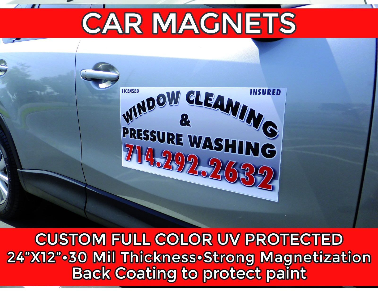 Car Magnets with Custom Graphics Door Signs Outdoor Pair Set 24″ X 12″ each