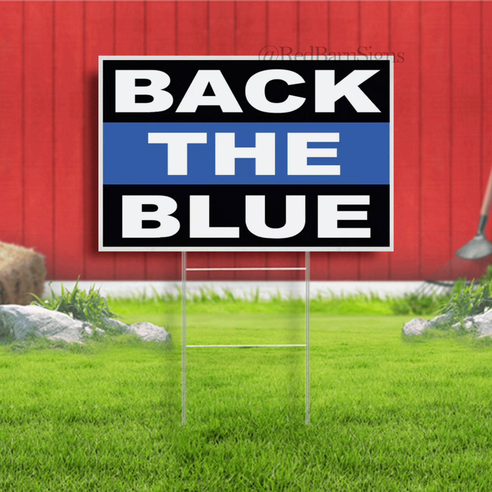 18×12 Inch BACK THE BLUE Yard Sign with Stake – kb1s