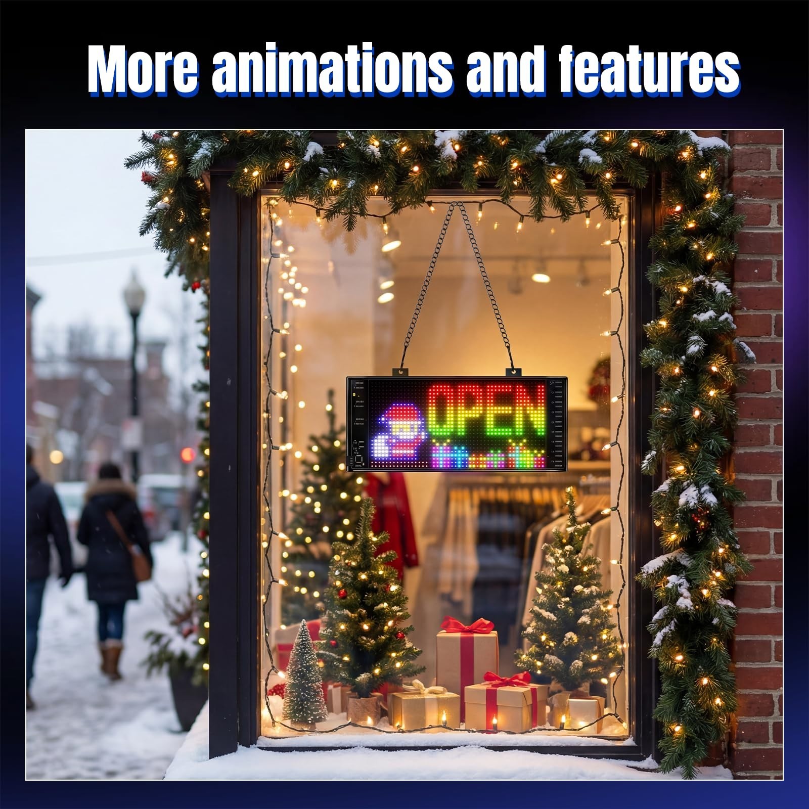 LED Open Sign with Programmable Display, Bluetooth Control, Dynamic Effects for