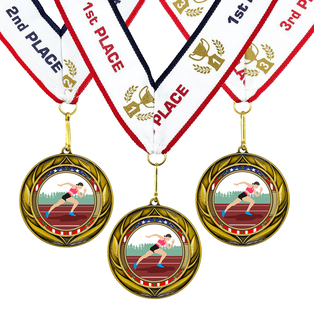 All Quality Wreath Design Track and Field Medal (female)