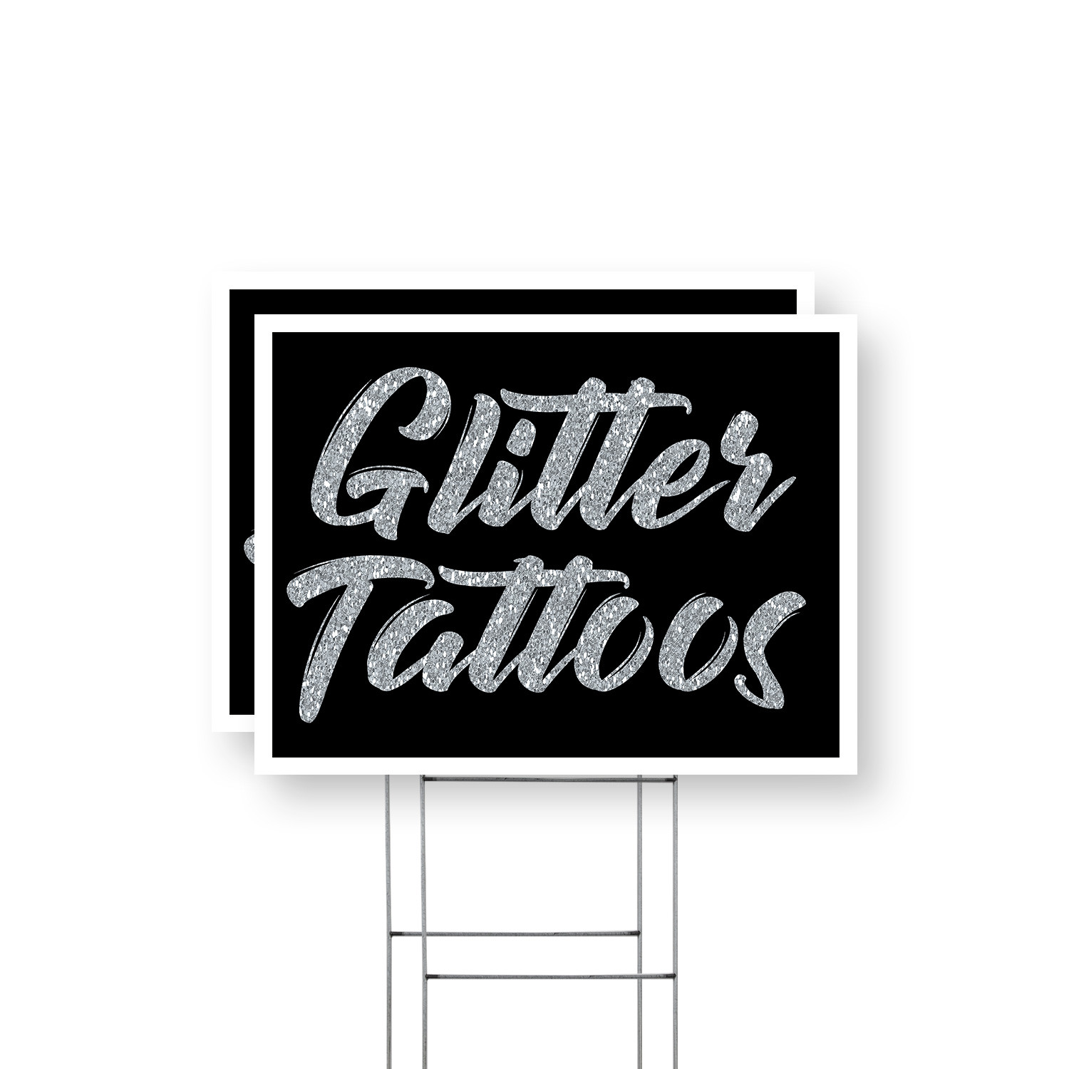 Glitter Tattoos Yard Sign Kids Parties, Event Fun, Bright and Colorful Designs