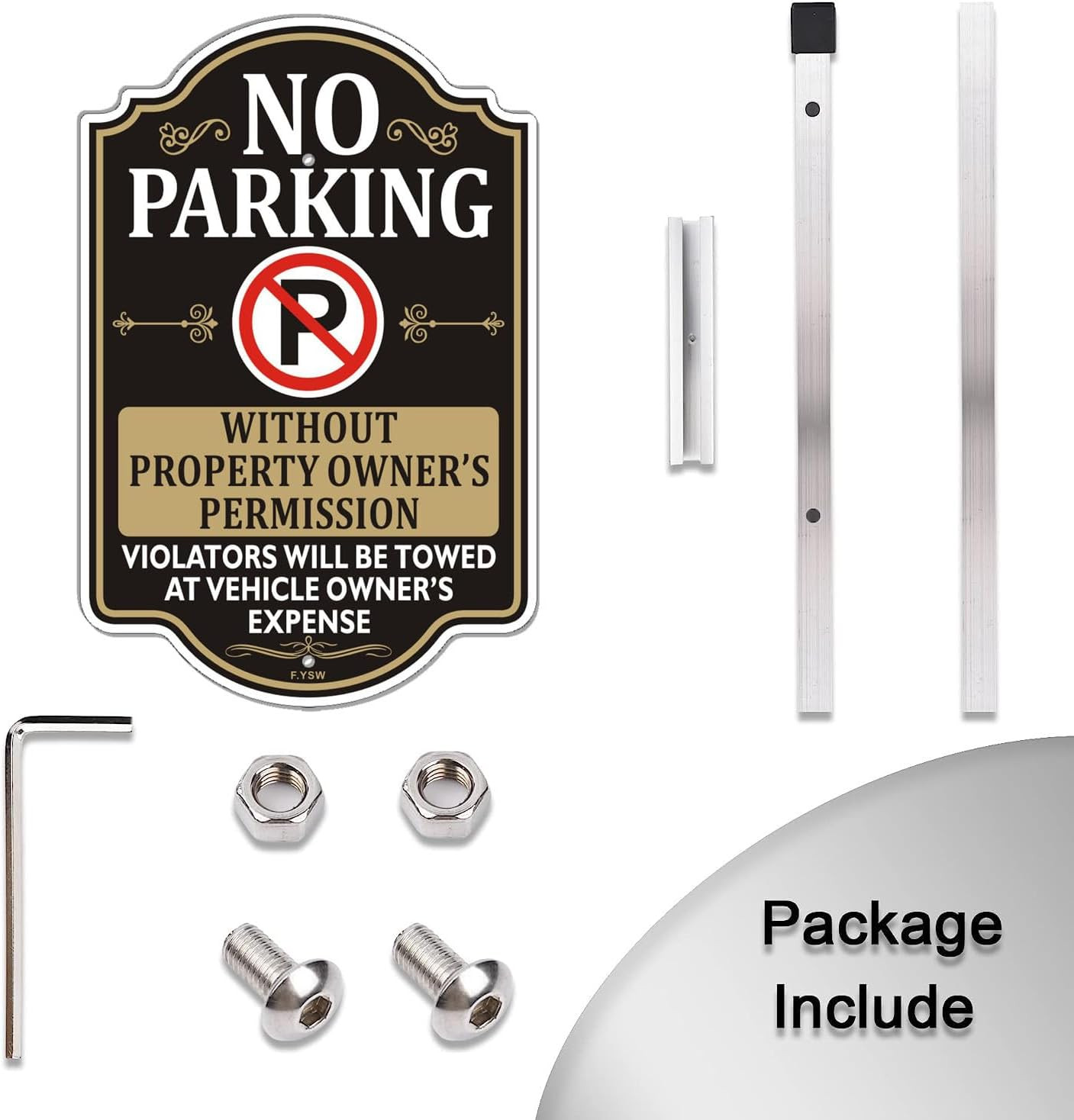 No Parking Without Permission Sign with Metal Stakes – 12″ x 8