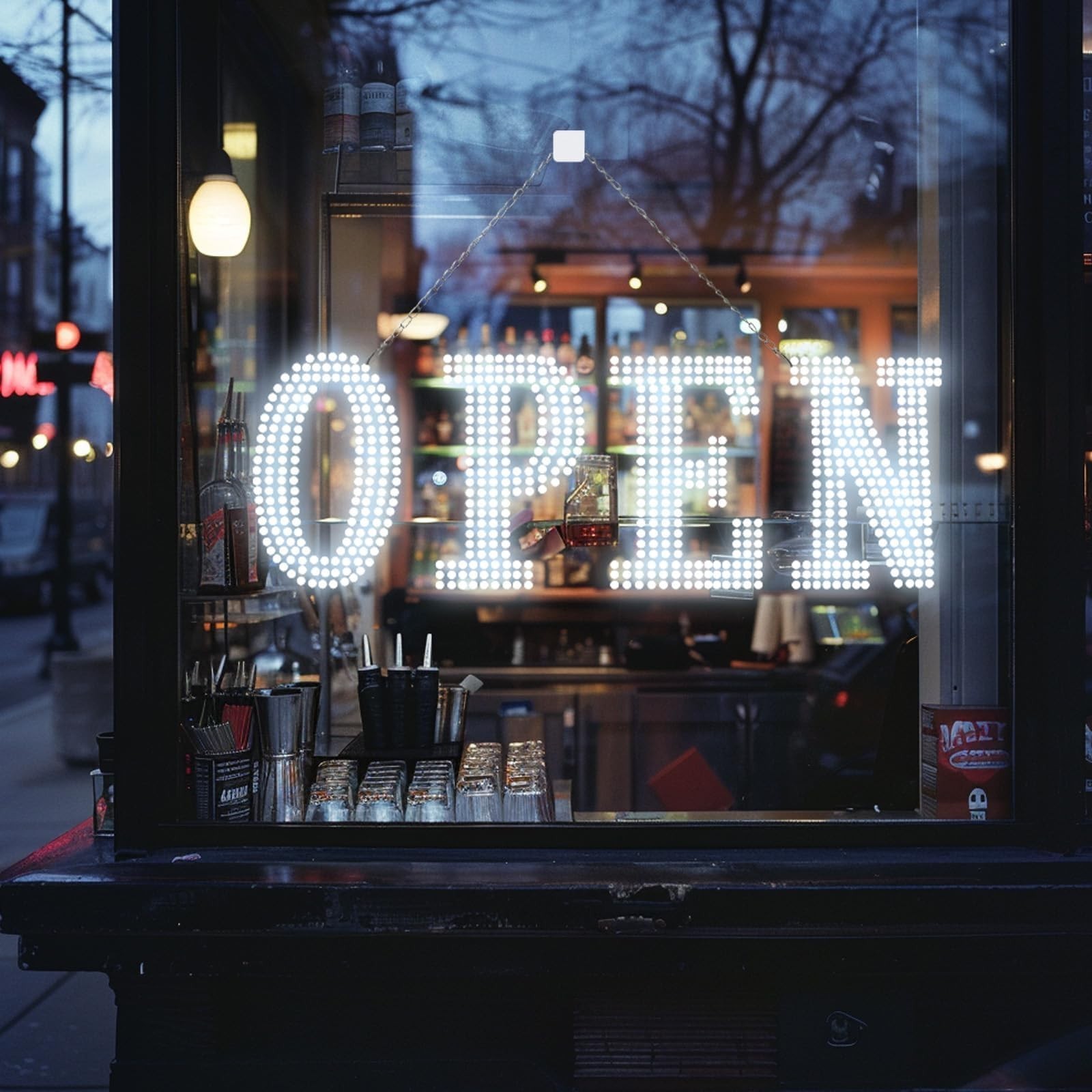 Large LED Open Sign for Business – 30″x10″ Bright Flashing Remote Control, 14 Mo