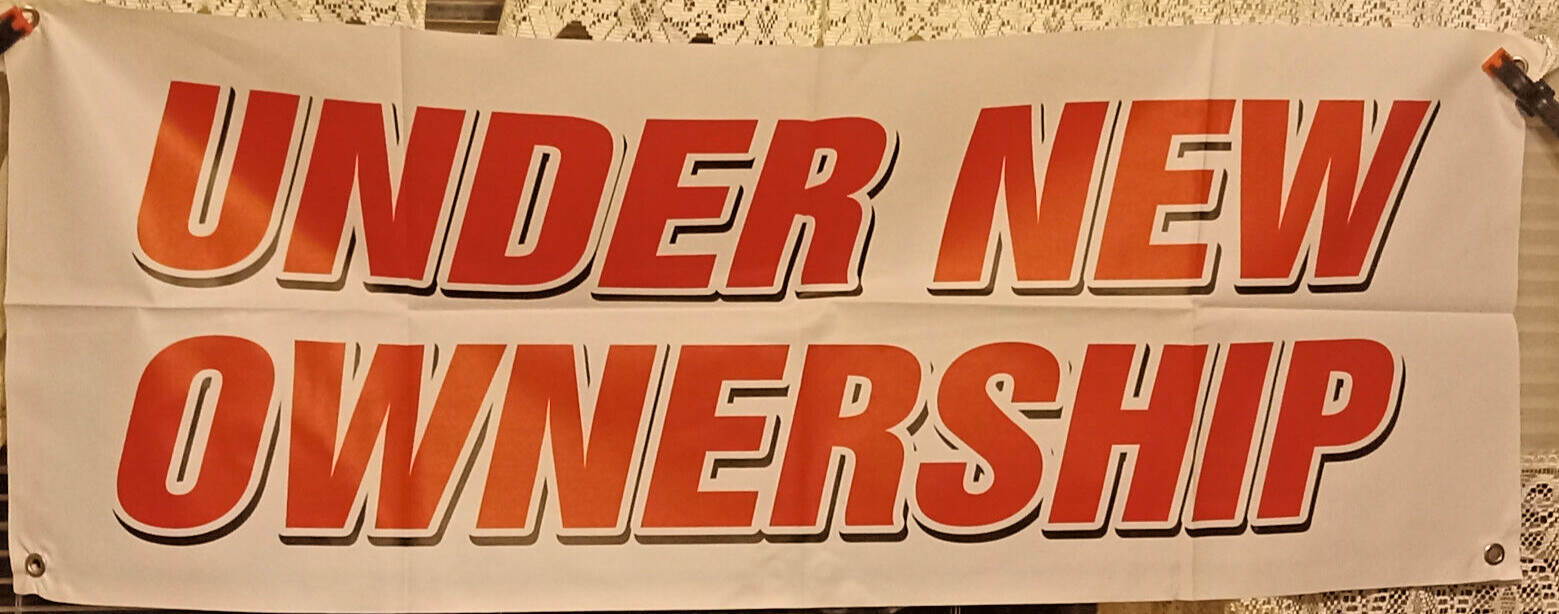 “UNDER NEW OWNERSHIP” Vinyl Banner – WINDOW HANGING SIGN FESTAPRINT 18″X48″