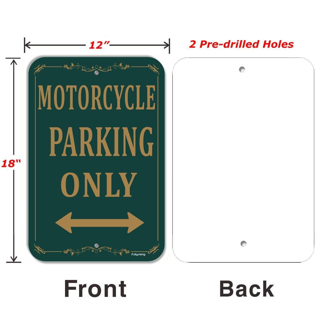 2 PCS 12×18 Inch Motorcycle Parking Only Signs Reflective Aluminum Rustproof