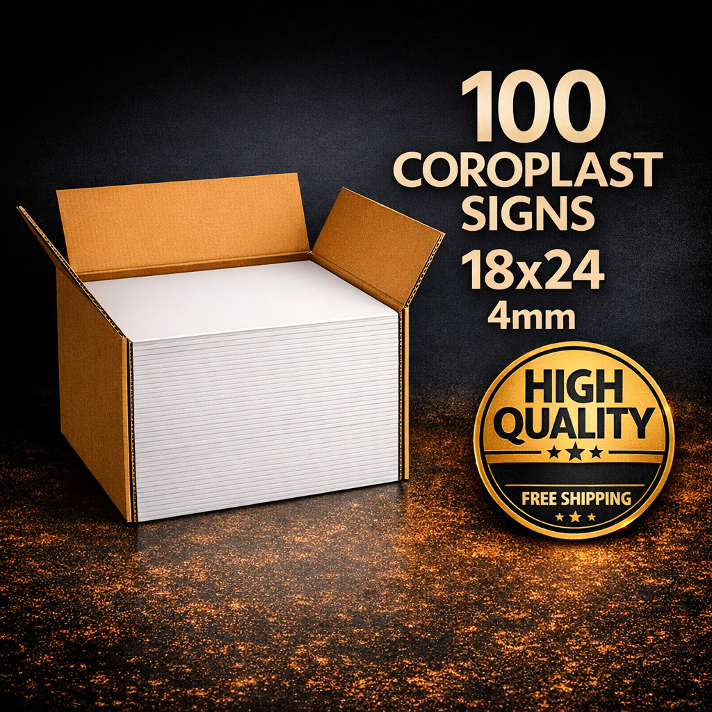 🔥 100 Blank 18×24 Coroplast Signs – 4mm Thick – FAST FREE DELIVERY! 🔥