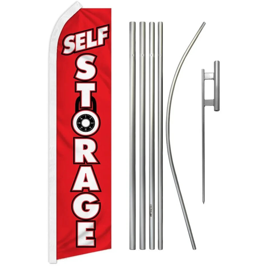 Self Storage Boxes Services Variations Swooper Advertising Banner Flag Pole Kits