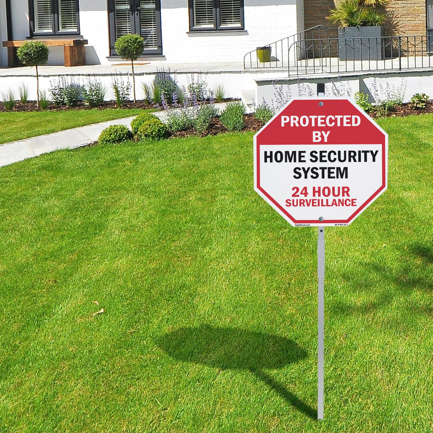 Protected By Home Security System Octagon Sign With Stake Weather Resistant