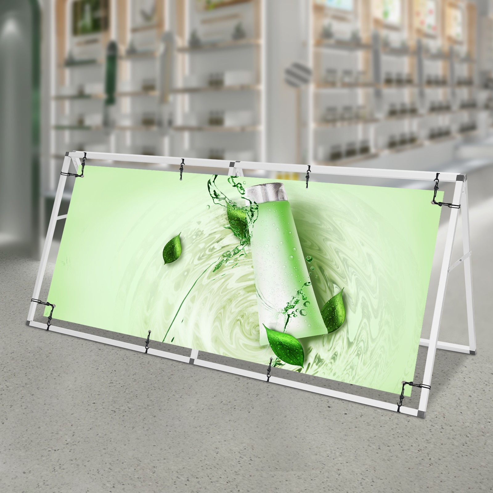 Large Poster Stand Double Sided Floor Standing A-Shaped Sign Holder 7x3ft NEW