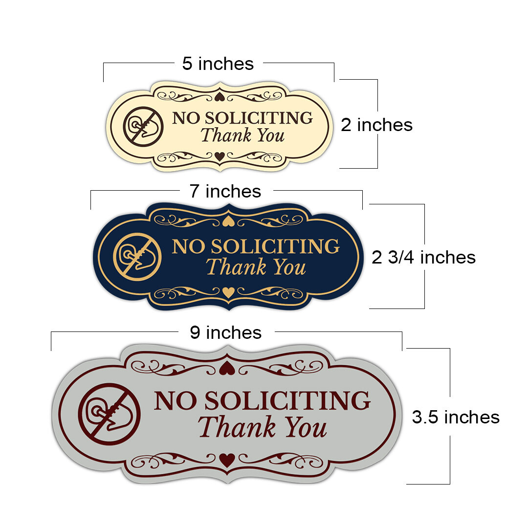 Designer No Soliciting Thank You (Doorbell) Wall or Door Sign