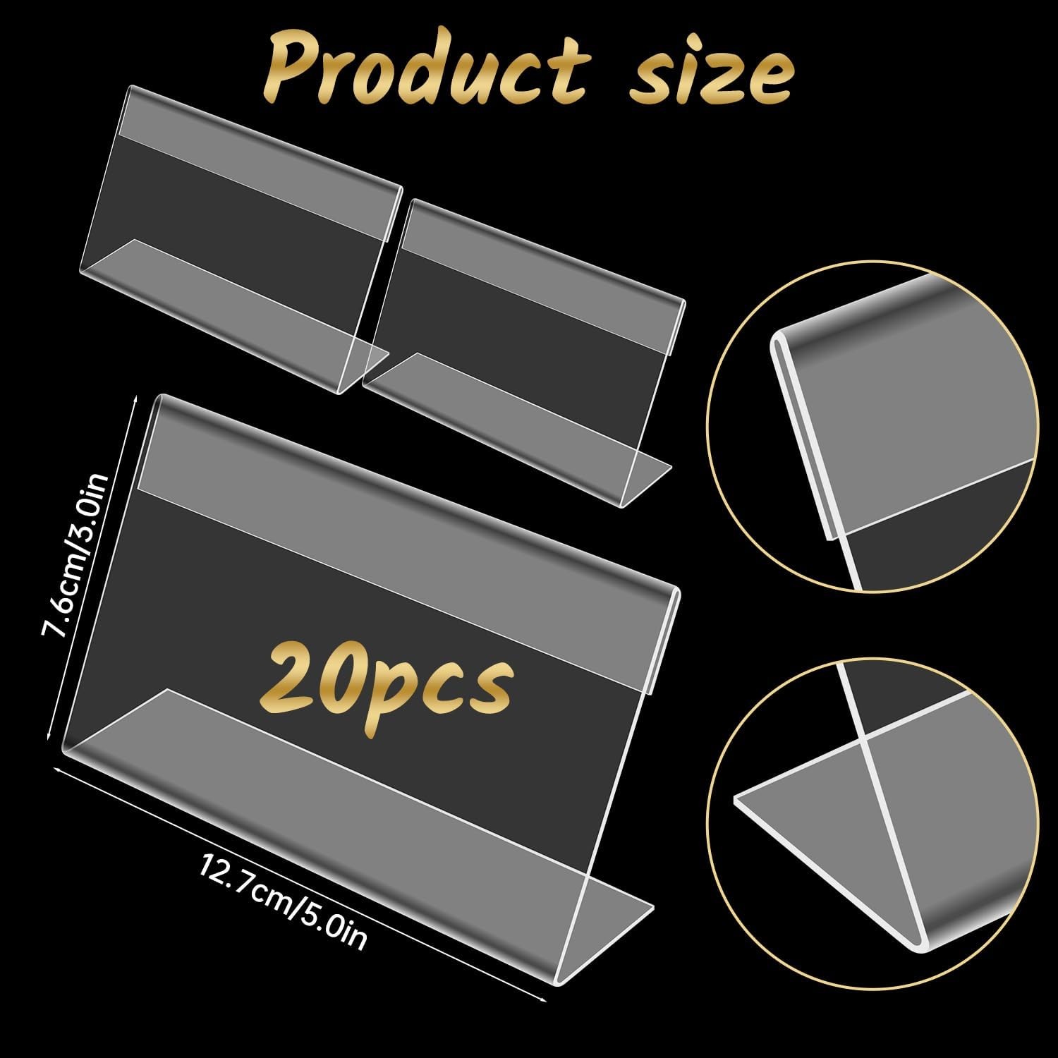 3 x 5 Inch Acrylic Sign Holder, 20 Pcs Horizontal Clear Holders, clear