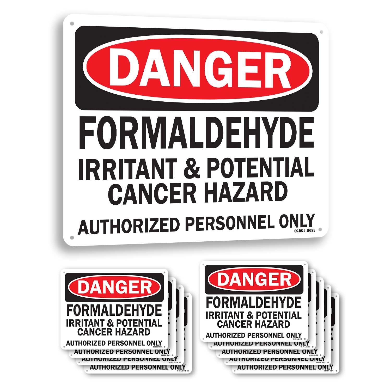Formaldehyde Irritant & Potential Cancer Hazard Authorized Only OSHA 5/10 Pack
