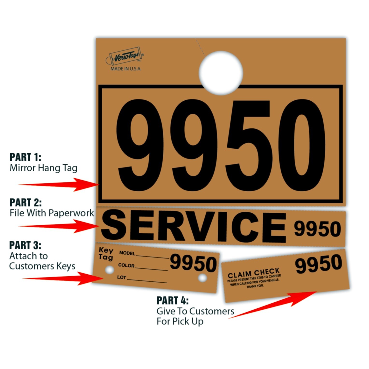 Beige Service Department Hang Tags Window Tag 1000 Per Box