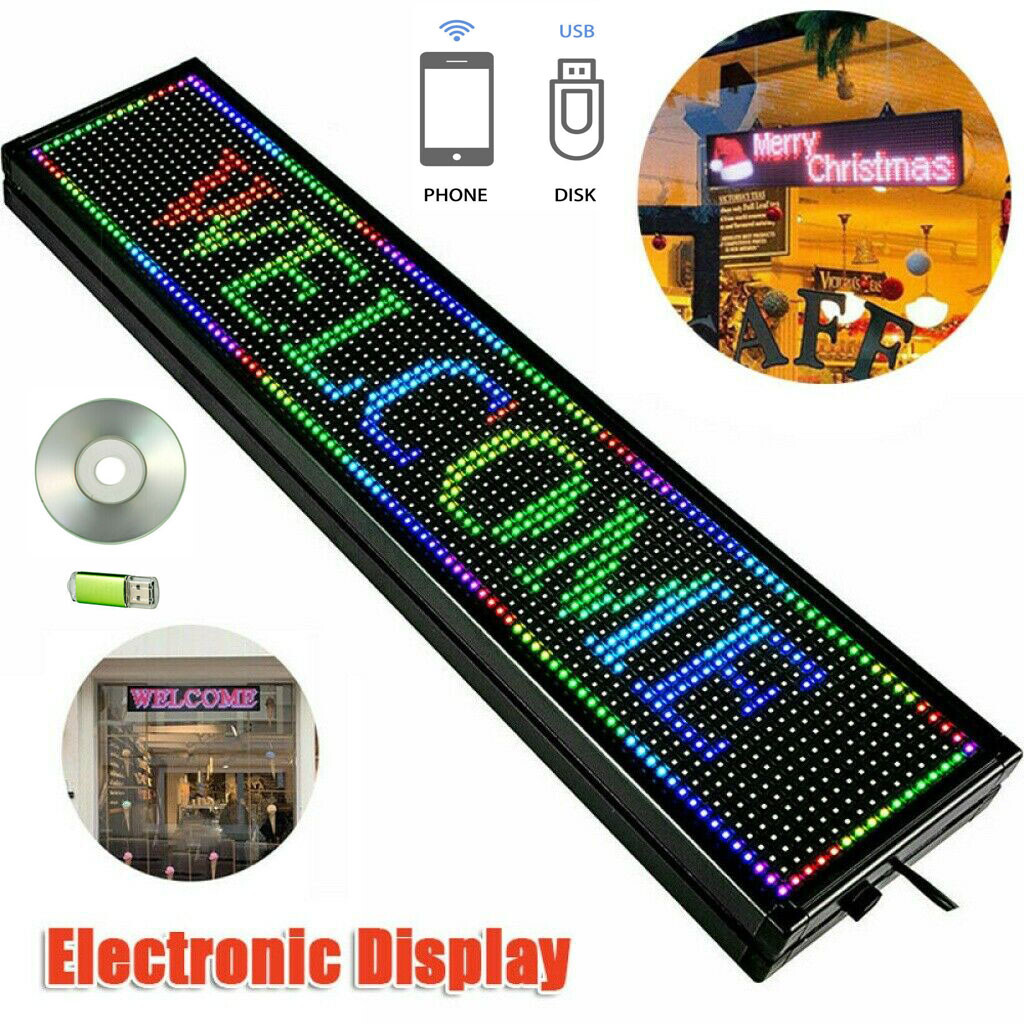 LED Sign 40″ X 8″ Scrolling Message Display Board 7 Color Programmable