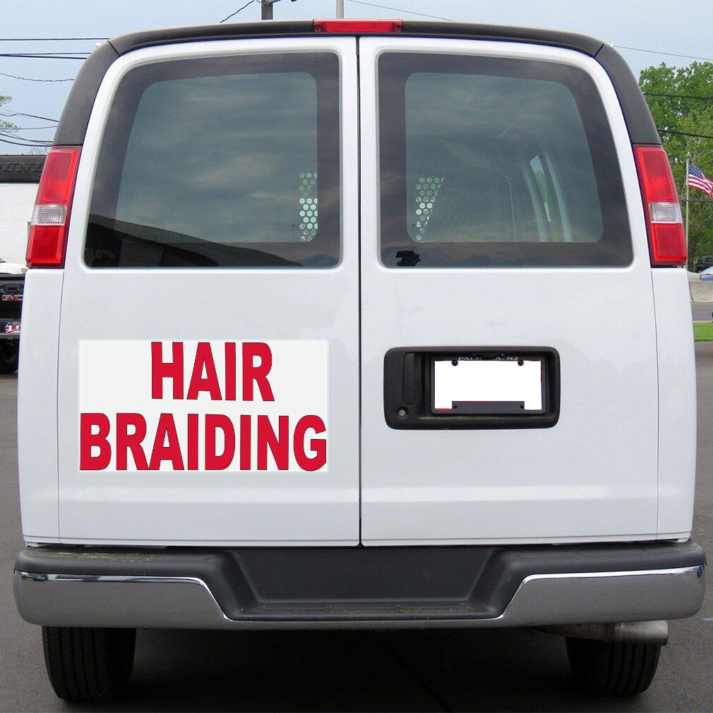 Car Magnet Set of 2 Hair Braiding Red B Car Advertising Industrial Sign