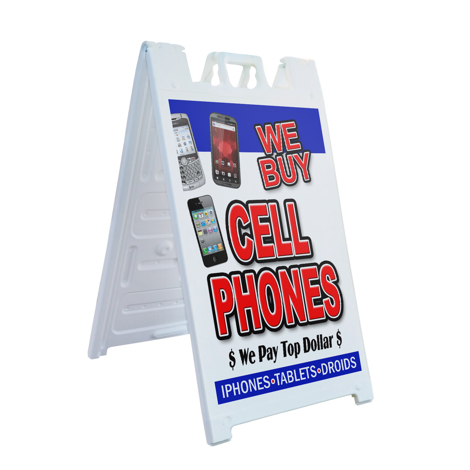 A-frame Sidewalk We Buy Cell Phones 24″ x 36″ Double Sided A-Frame Sidewalk Sign