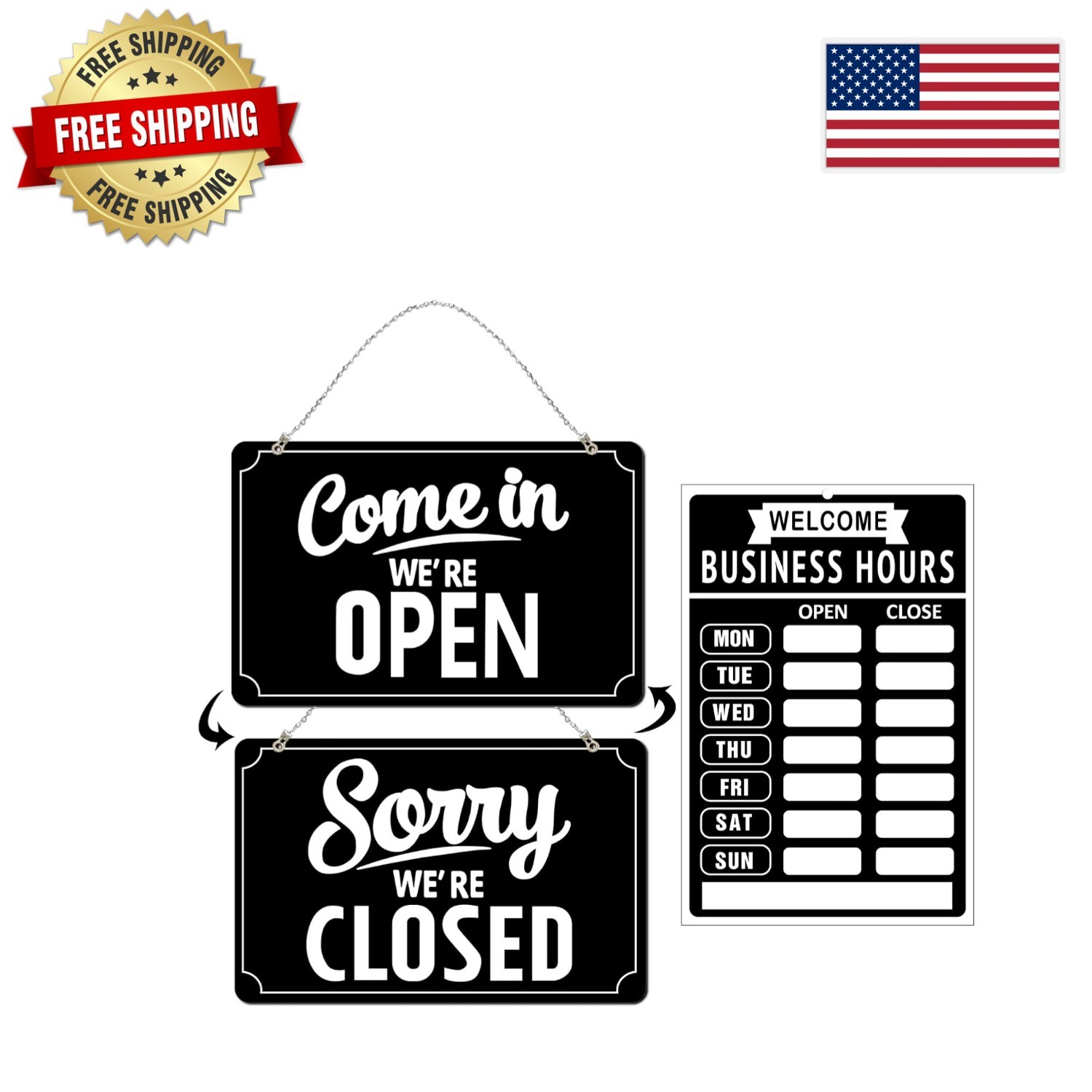 Professional Business Hours Sign Set with Open/Closed Decisions for Any Business
