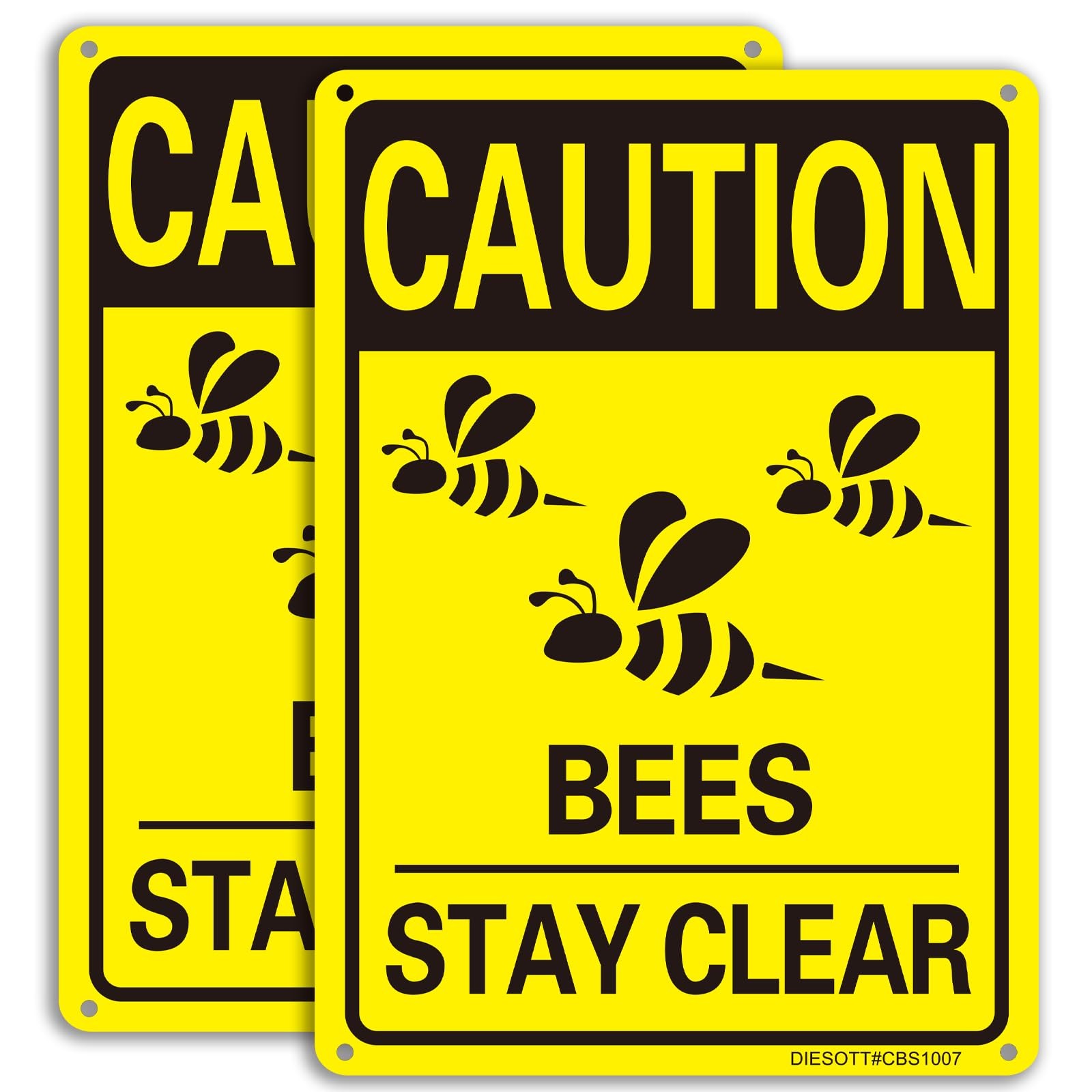 2 Pack Caution- Bees Stay Clear Signs, 10×7 inches Aluminum Sign, Fade Resist…