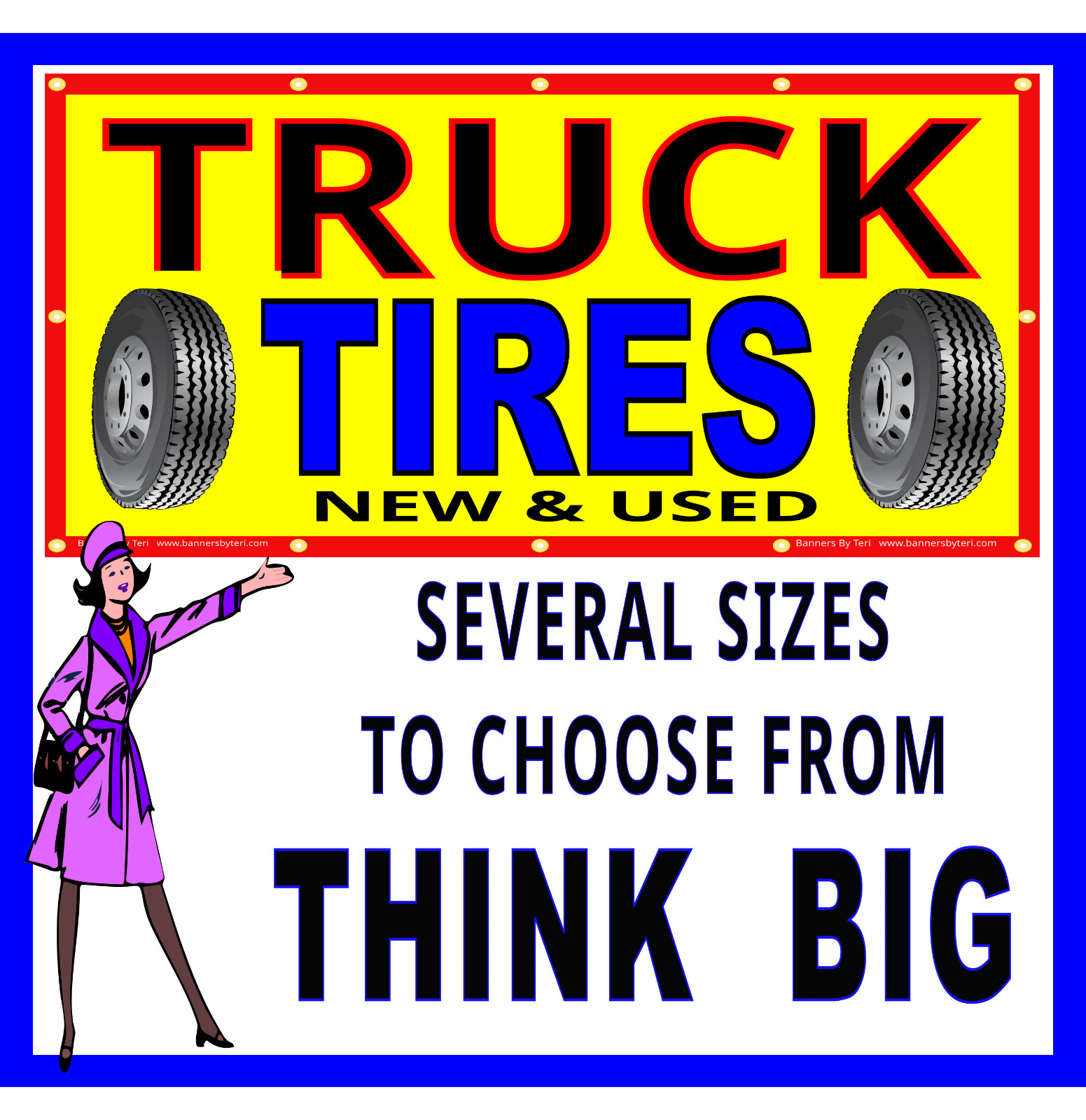 TRUCK TIRES New & Used – Vinyl Banner Signs – Fast Shipping – USA MADE QUALITY