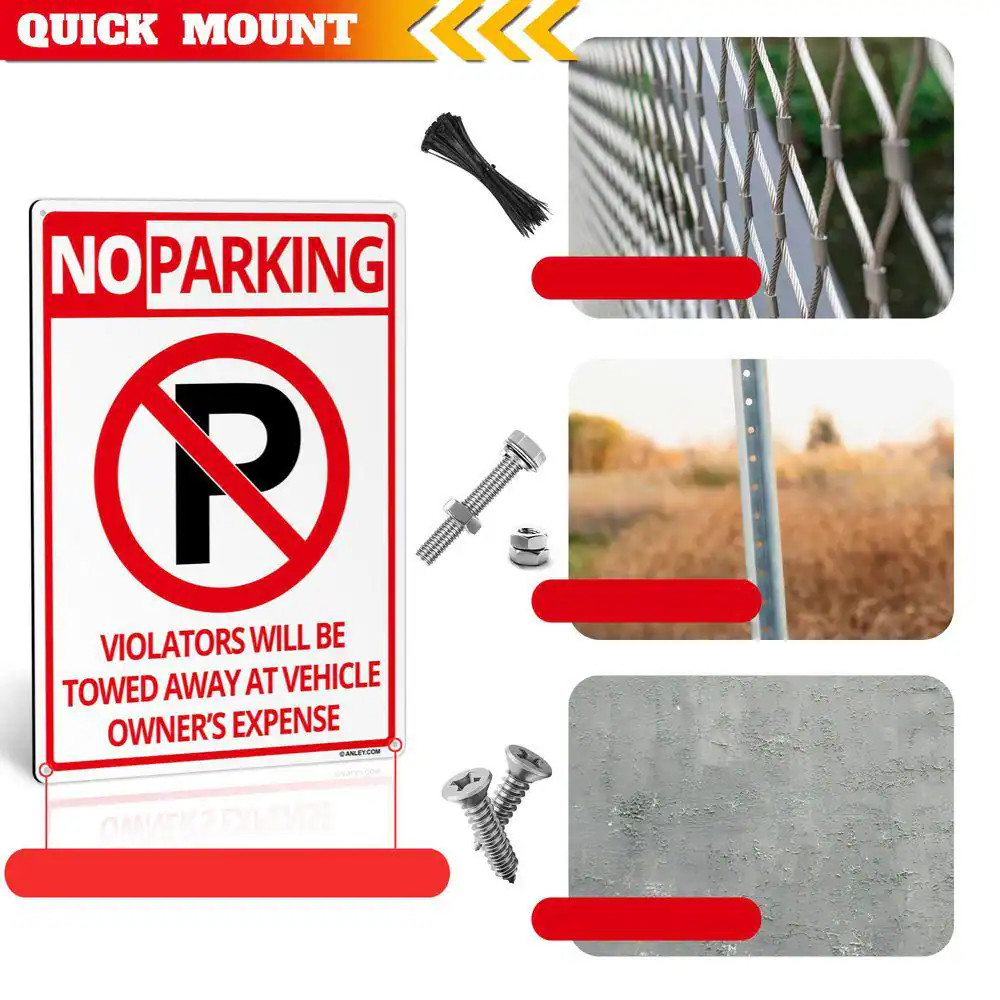 14 In. X 10 In. No Parking Sign – Violators Will Be Towed Away at Vehicle Owners