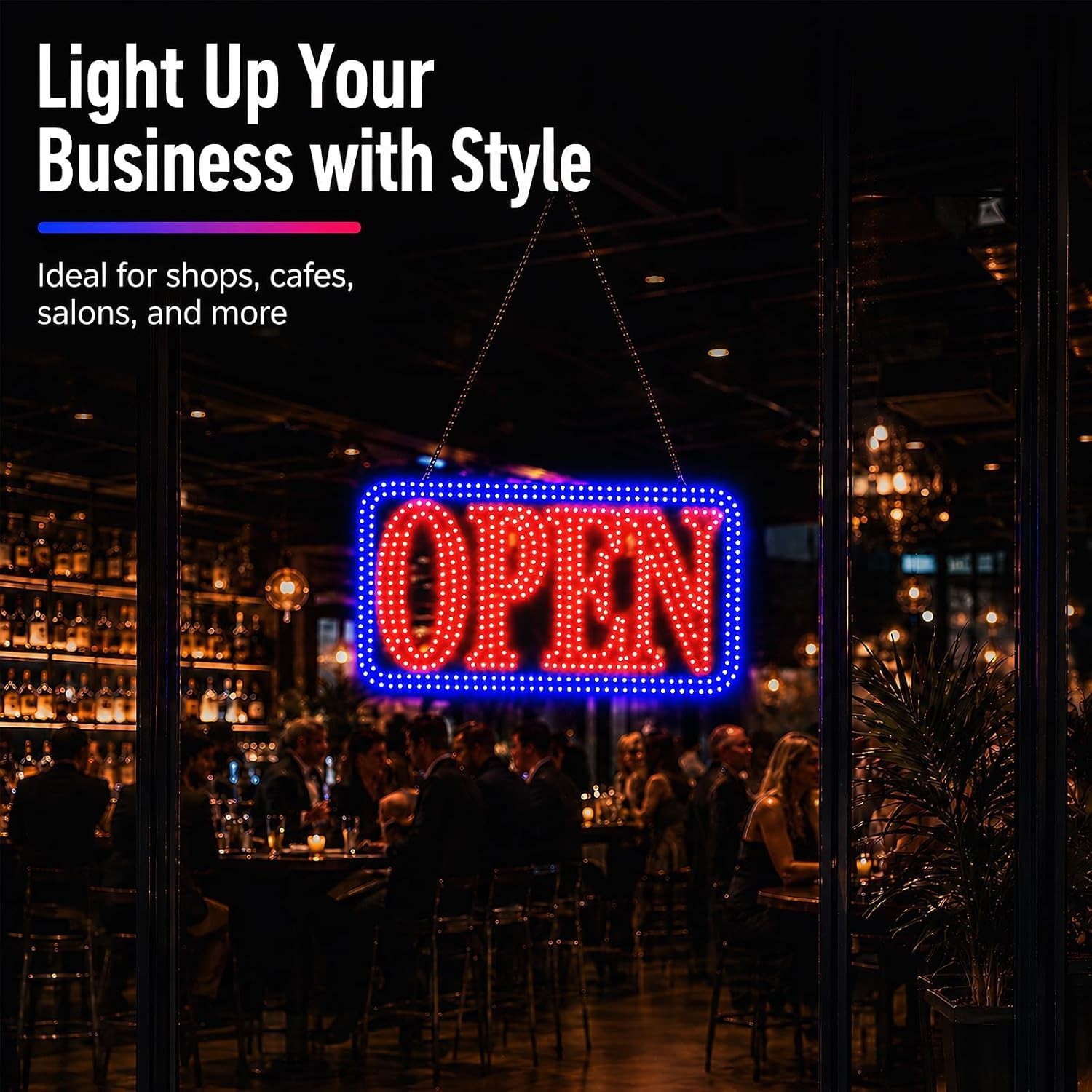 LED Open Signs for Business, High-Brightness Open Sign with Remote Control, 16.5