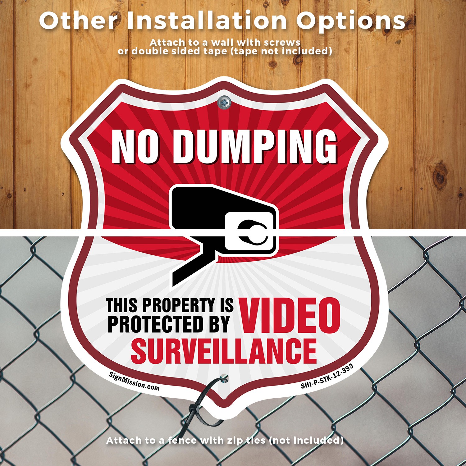 No Dumping Shield Sign This Property Is Protected By Vid Shield Sign With Stake