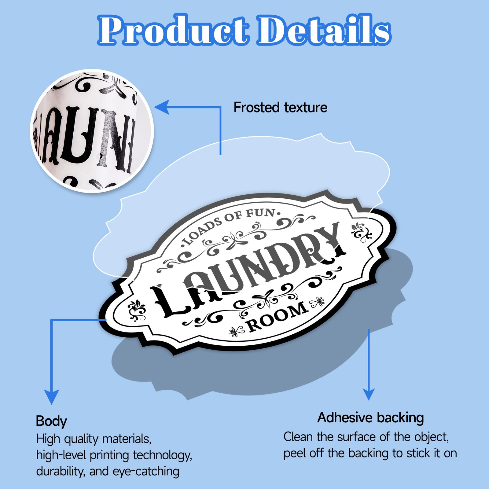 Laundry Room Door Sign Sticker，Self-Adhesive Waterproof Vinyl Vintage Laundry…