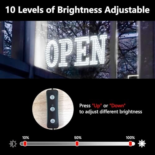 Extra Large 40″x14″ LED Open Sign with Remote, 10 Brightness Levels, High Visibi