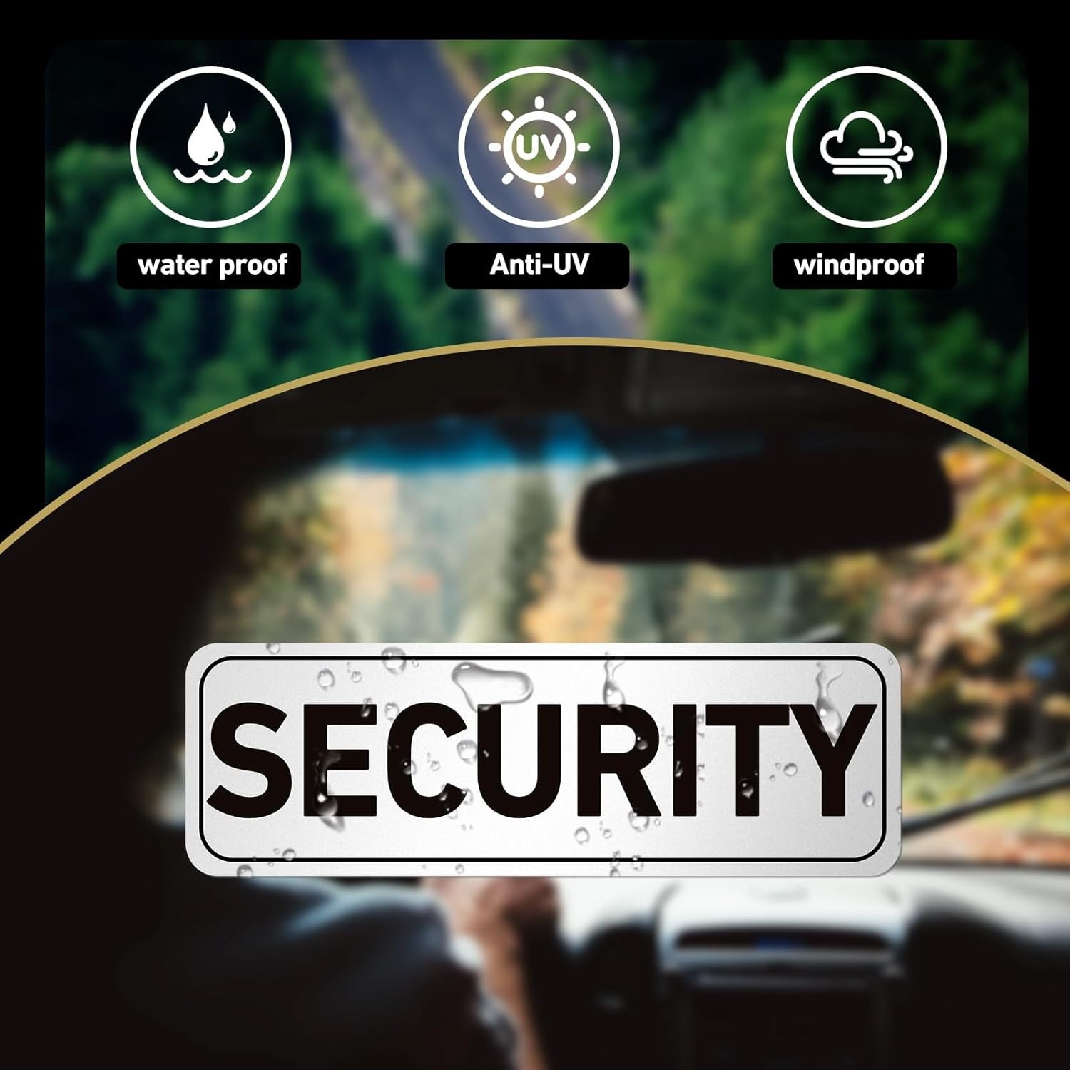 Security Car Magnet Signs 4 Pack Waterproof Reflective Heavy Duty Decals